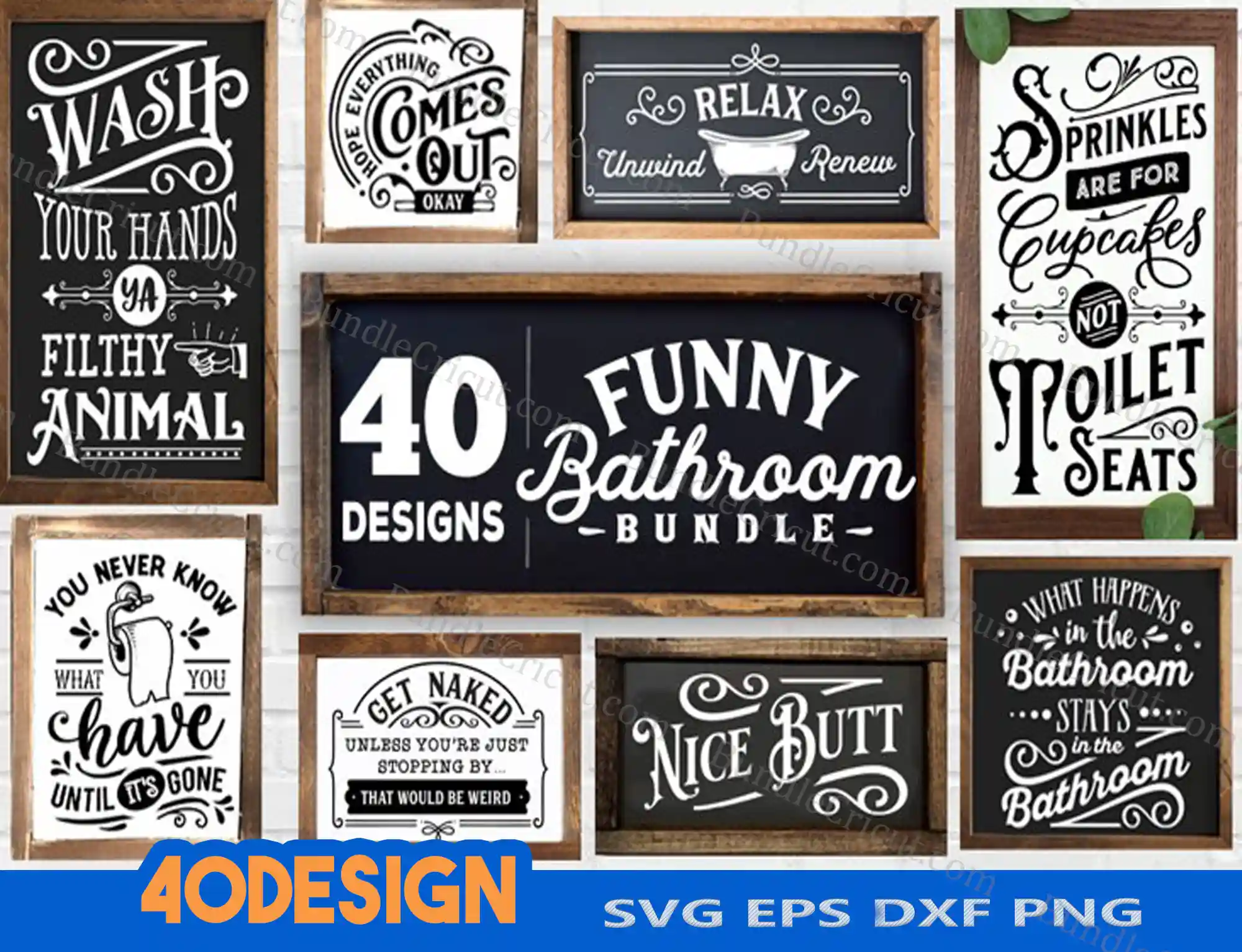 Funny Bathroom Bundle SVG 40 designs - Bundle Cricut