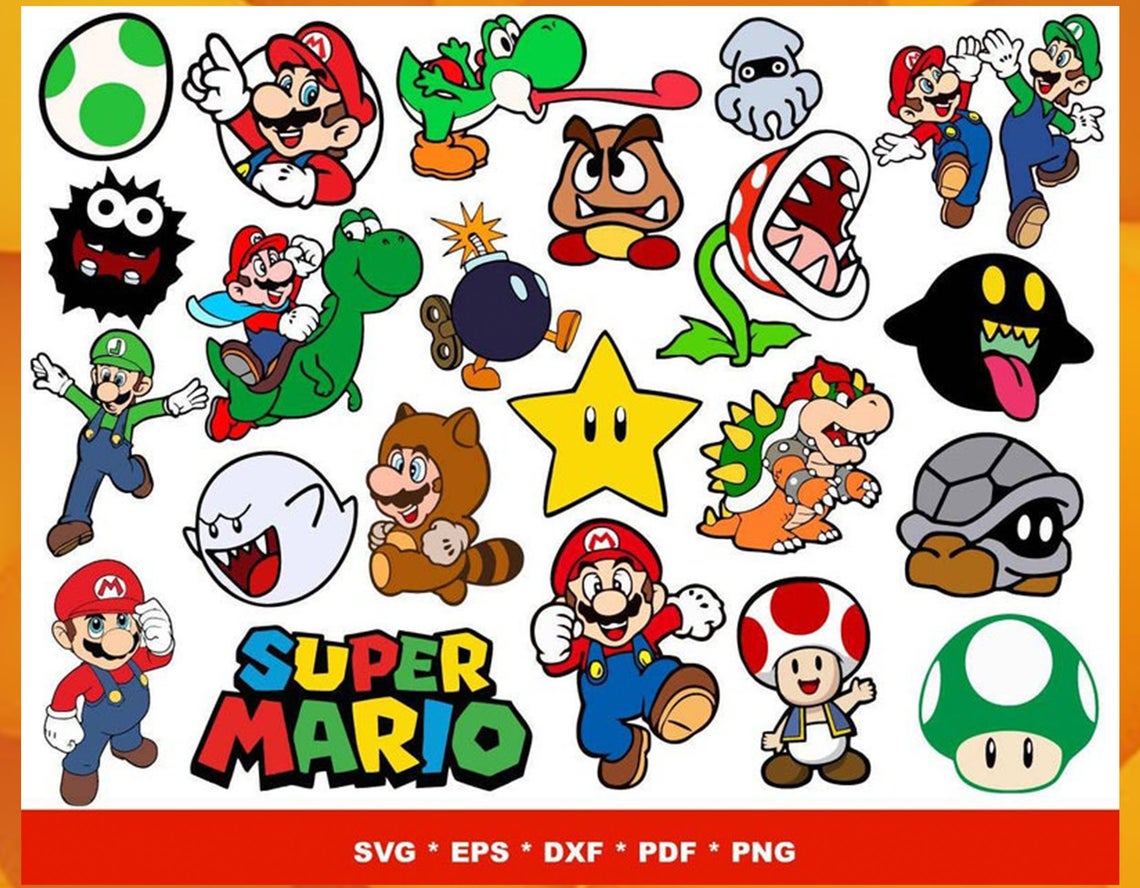 Cute Nintendo Super Mario Character SVG Graphic Designs Files