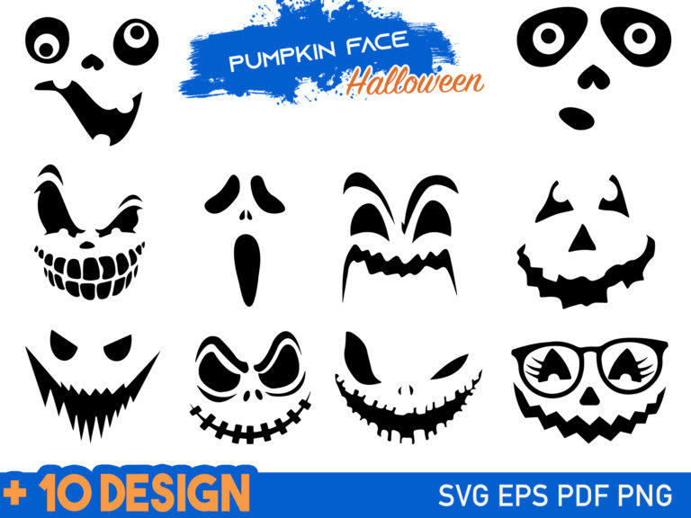 Halloween Pumpkin faces SVG Bundle