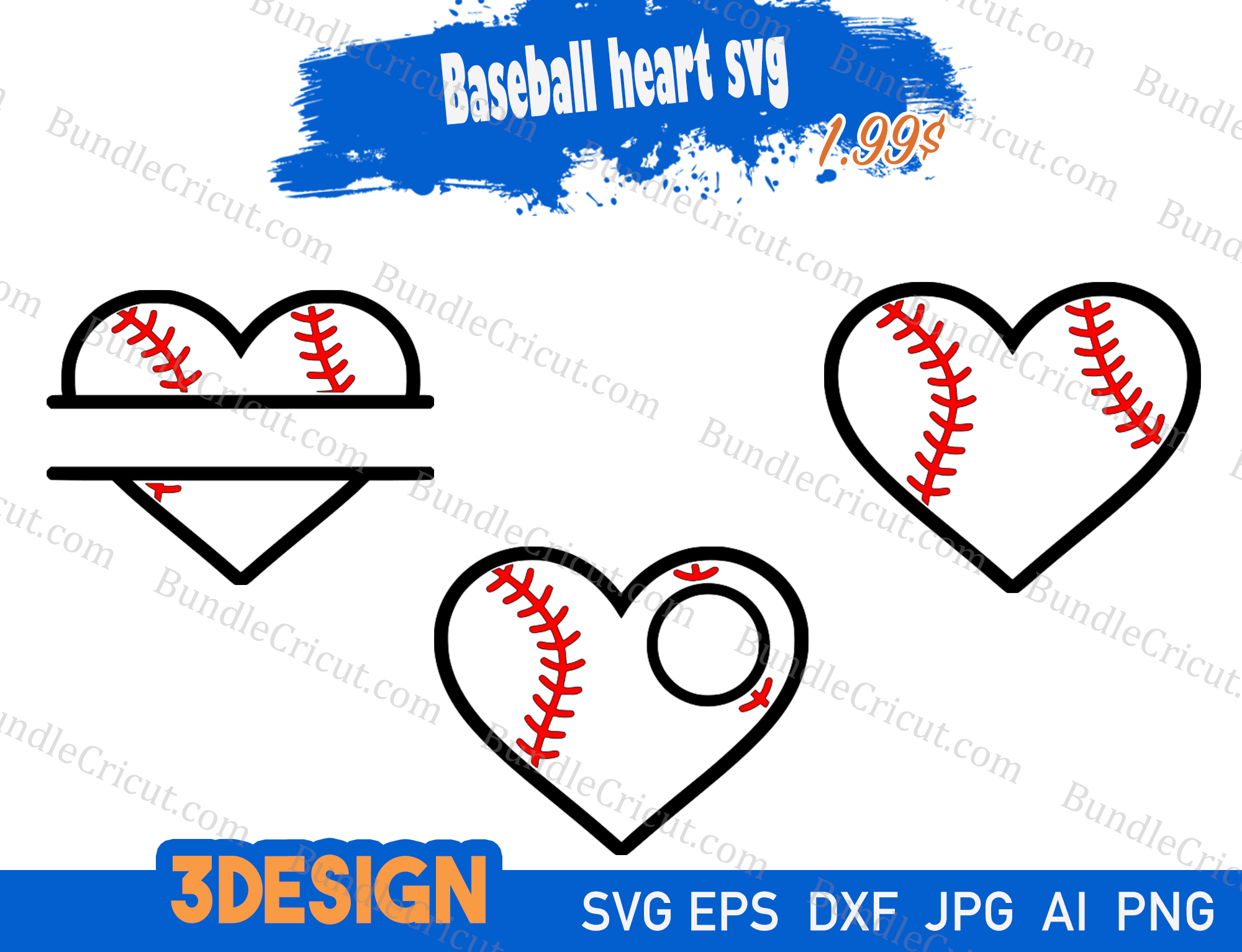 Baseball Heart SVG - Bundle Cricut