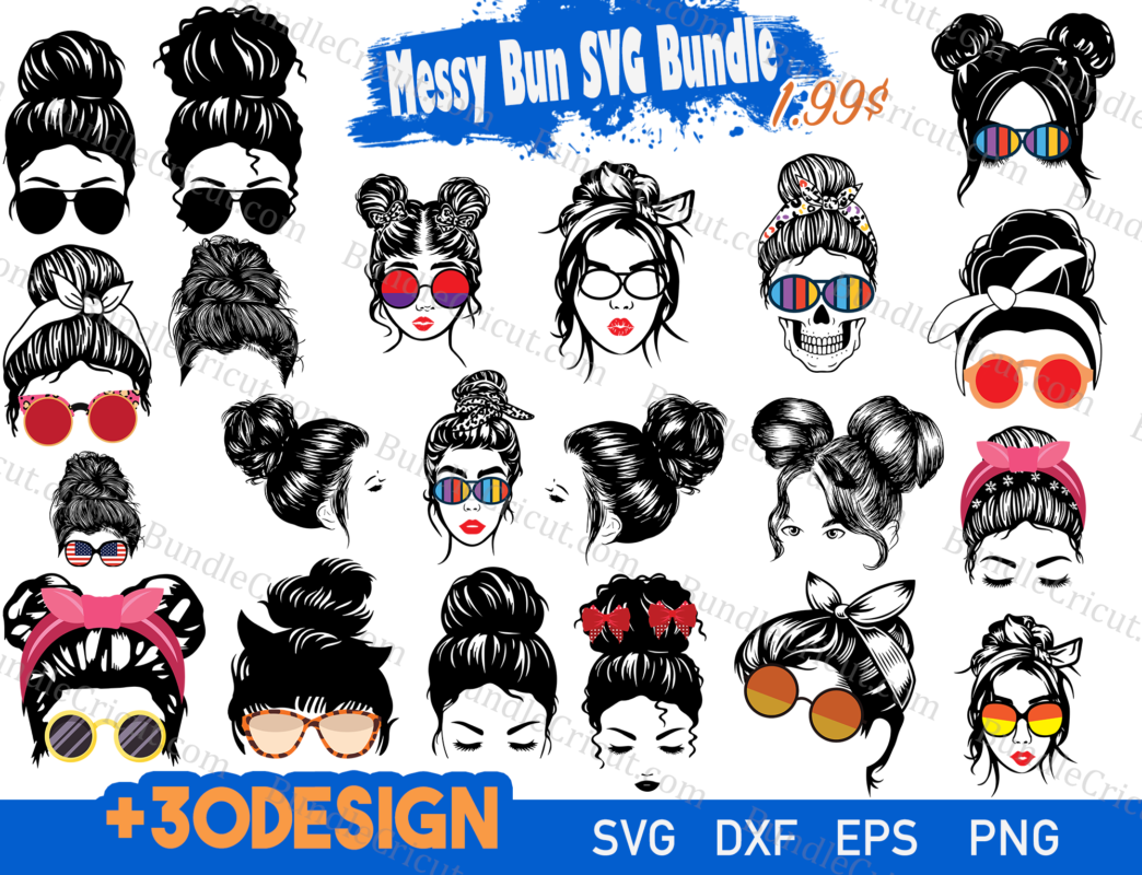 Messy Bun SVG Bundle - Bundle Cricut