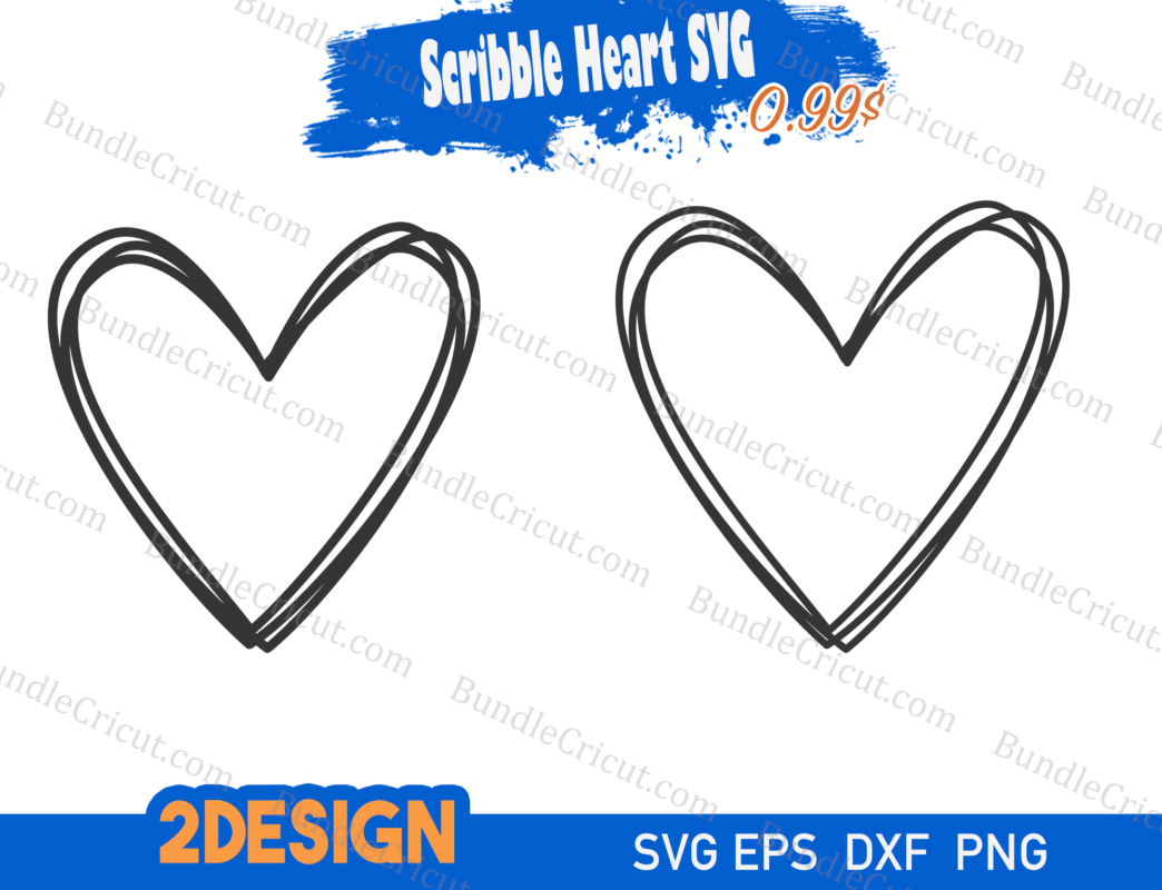 Scribble Heart SVG - Bundle Cricut