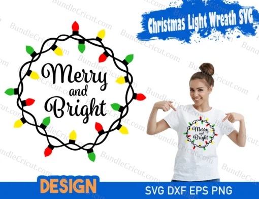 christmas light wreath svg