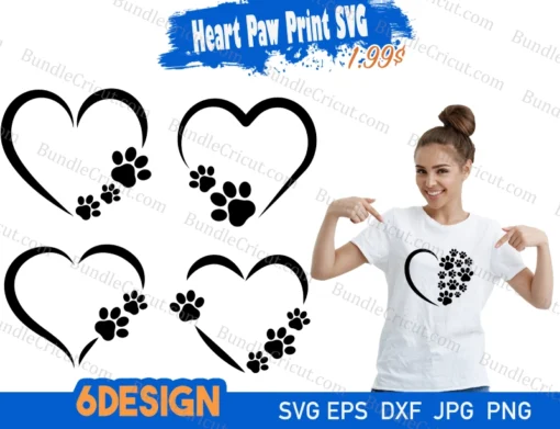 Heart Paw Print SVG