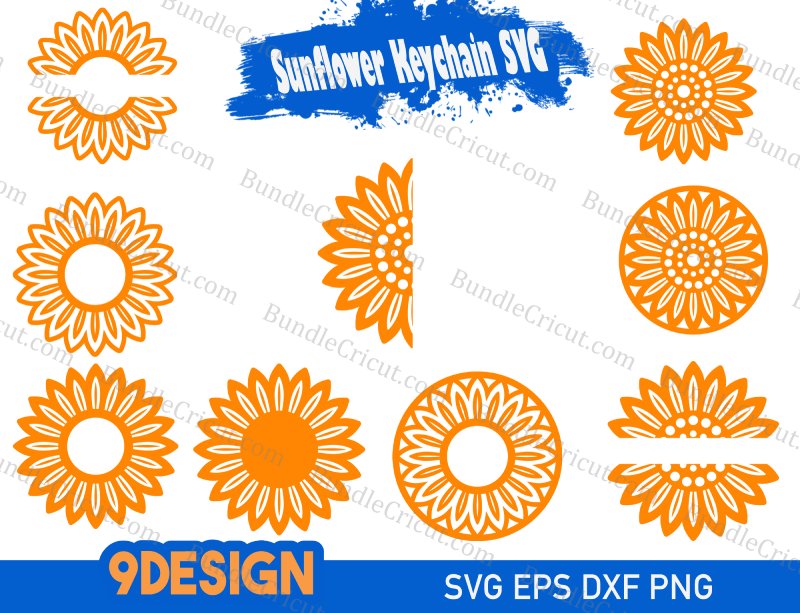 Sunflower Keychain SVG - Bundle Cricut