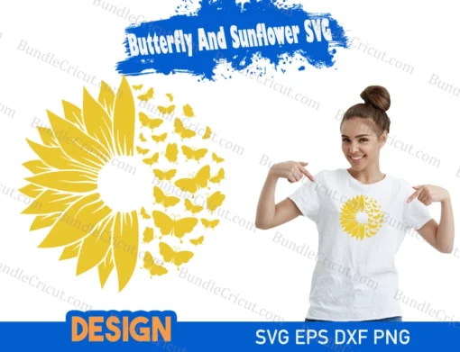 butterfly and sunflower svg