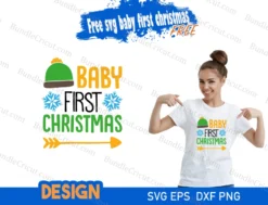 free svg baby first christmas