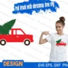 red truck with christmas tree svg