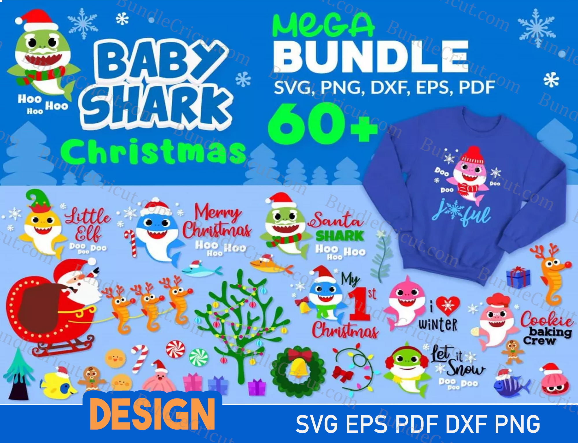 christmas shark svg bundle 60 - Bundle Cricut