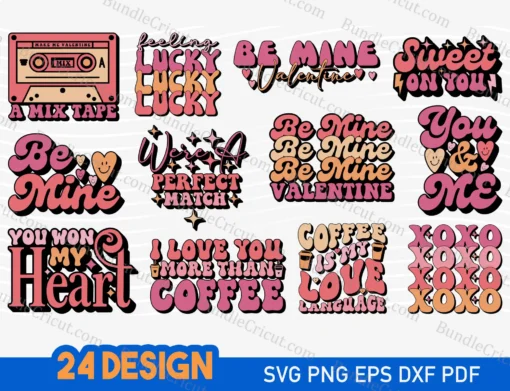 Valentines svg,Retro Valentine's SVG Bundle - 24 Designs