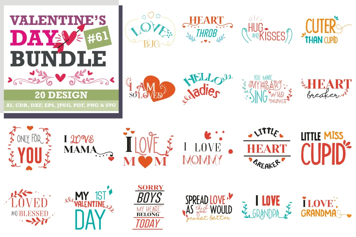 Mega Bundle Valentine's Day, Valentines day svg images - Bundle Cricut