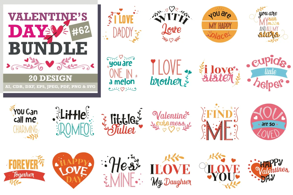 Mega Bundle Valentine's Day, Valentines day svg images - Bundle Cricut