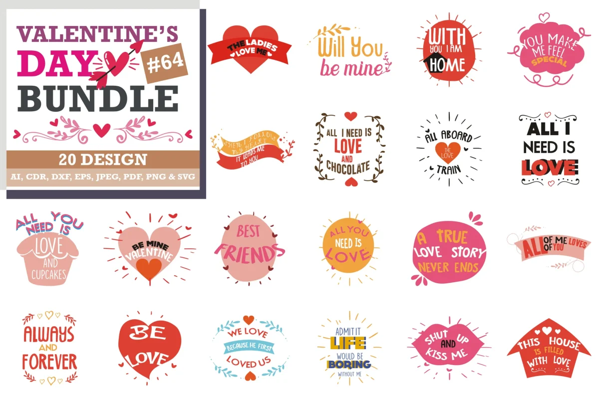 Mega Bundle Valentine's Day, Valentines day svg images - Bundle Cricut
