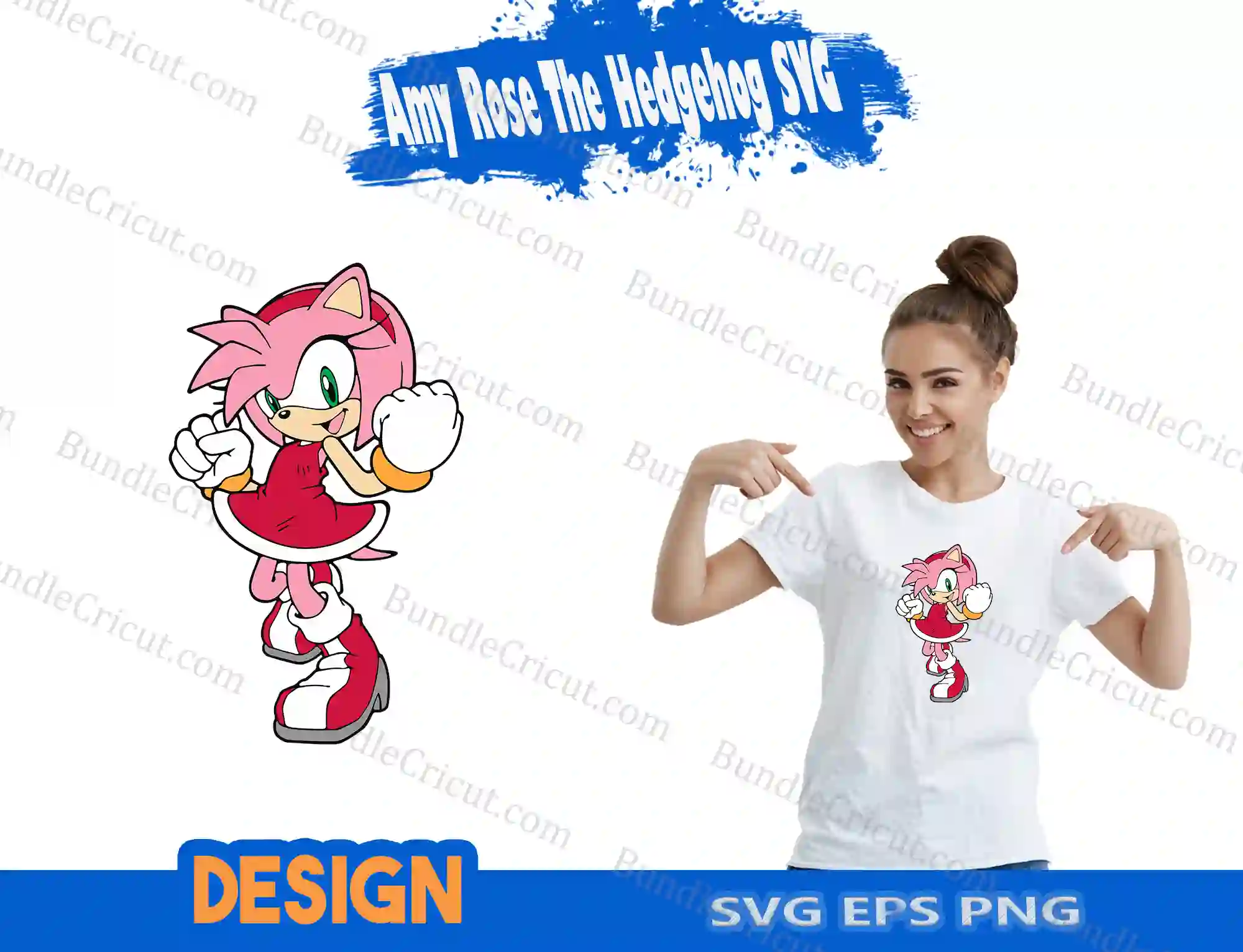 Amy Rose Svg, Amy Rose The Hedgehog Svg, Sonic Svg, Cartoon Svg, Dxf, Png,  Jpeg, Pdf Digital file