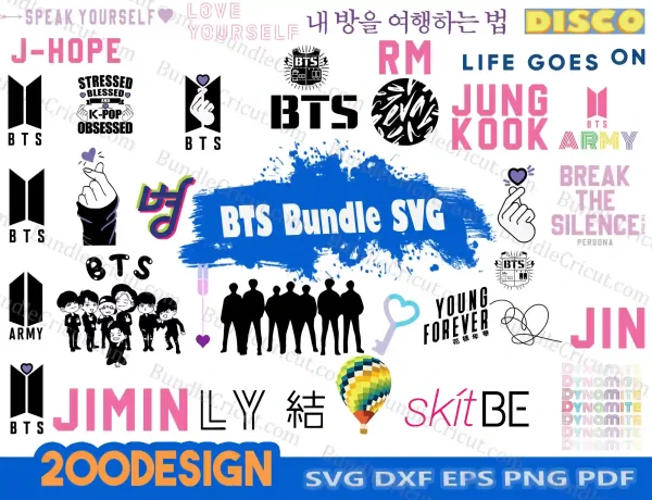 BTS bundle SVG Files Svg Bundle - Layered Design Vector Files - SVG for cricut - PNG, DXF, Svg, Eps