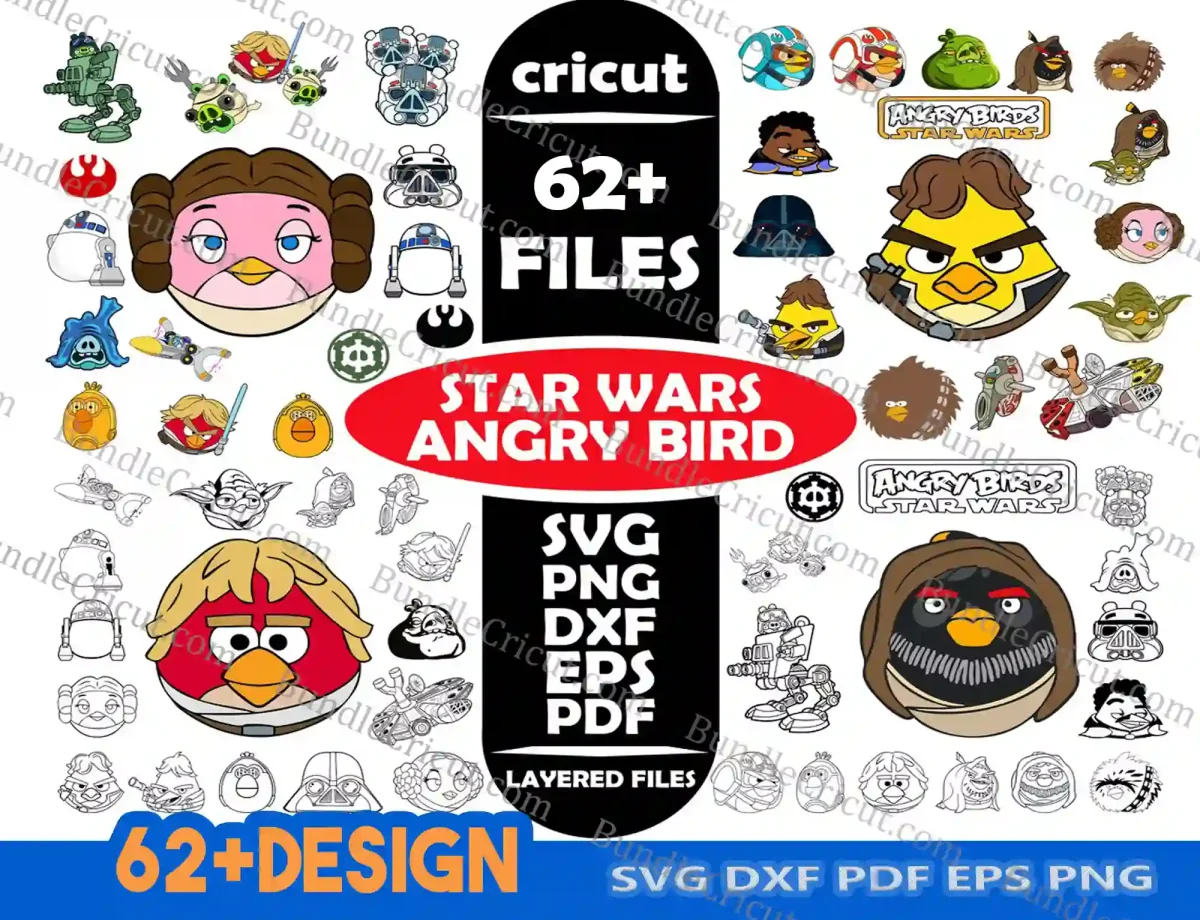 Star Wars Angry Birds (62+) -Star Wars Svg Bundle Mandalorian Svg . Darth Vader SVG .dxf Files, Bundle Star wars