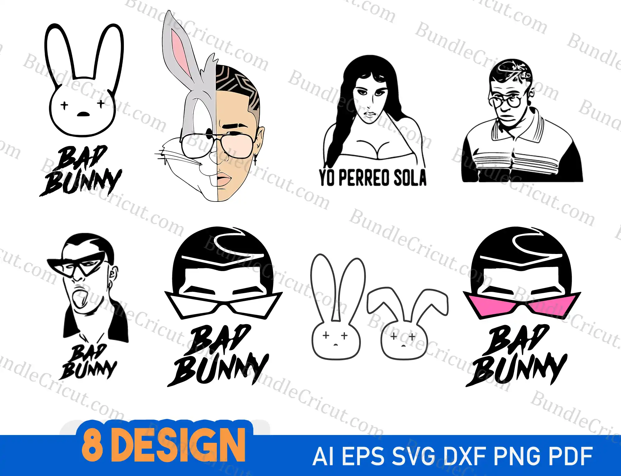 Bad Bunny Sunflower Svg, Yo Perreo Sola Svg, Bad bunny logo Svg