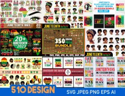 Explore our Juneteenth SVG Design Collection, consisting of 65 exceptional designs that vividly depict the essence of Juneteenth. With SVG, JPEG, PNG, EPS, and AI files available, you'll have versatile options for your creative endeavors