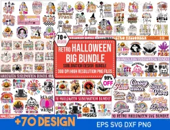 Elevate your Halloween attire and decor with our "Halloween Sublimation Shirts" design collection. Featuring over 70 designs in six file formats (SVG, DXF, EPS, AI, PDF, PNG), this bundle is a must-have for Cricut users and DIY enthusiasts.