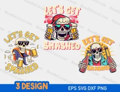 Elevate your Halloween wardrobe with our "Let's Get Smashed Shirt" Collection. Featuring three designs, each in six file formats (SVG, DXF, EPS, AI, PDF, PNG), these playful and festive designs are perfect for adding a humorous twist to your Halloween attire.