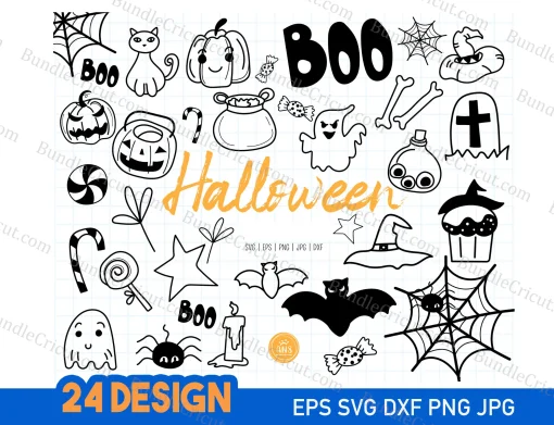 Elevate your Halloween projects with our Halloween Funny Clipart Collection. Featuring 24 designs in six file formats (SVG, DXF, EPS, AI, PDF, PNG), it's a must-have for your holiday crafting.