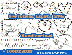 Christmas Lights Svg, 100+ Designs Christmas Lights, Christmas lights png, lights Svg, Svg file for cricut, colorful lights, Instant download