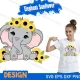 Elephant Sunflower SVG