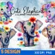 Flower Baby Elephant Sublimation Clipart, Elephant flower clipart, elephant holding flower clipart, elephant flower lookinh up clipart