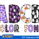 Our "Halloween" font adds a cute and colorful touch to your Halloween-themed projects. Available in both black and color versions, it's the ideal choice for creative designs that capture the essence of the spooky season.