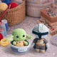 Character crochet hunter amigurumi pattern with detailed helmet and green companion